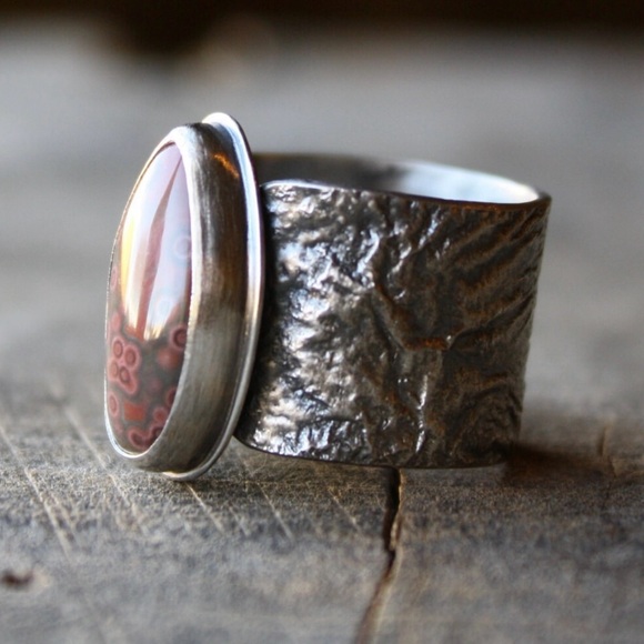 Sterling silver and red ocean jasper moonranger ring size 9.25 - Picture 4 of 4